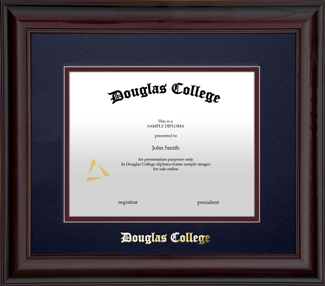 Hardwood with glossy mahogany finish diploma frame with gold foil embossing
